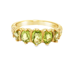 Peridot 5 Stone Ring 9ct Gold