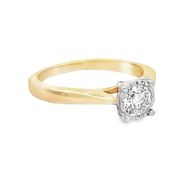 Solitaire 0.51ct Diamond Ring 9ct Yellow Gold side