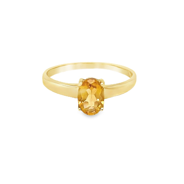 Oval Citrine 9ct Yellow Gold Ring