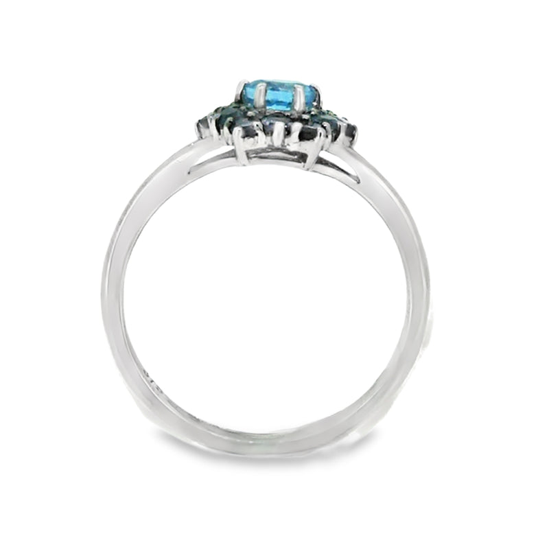 Blue Topaz & Iolite Ring 9ct White Gold profile