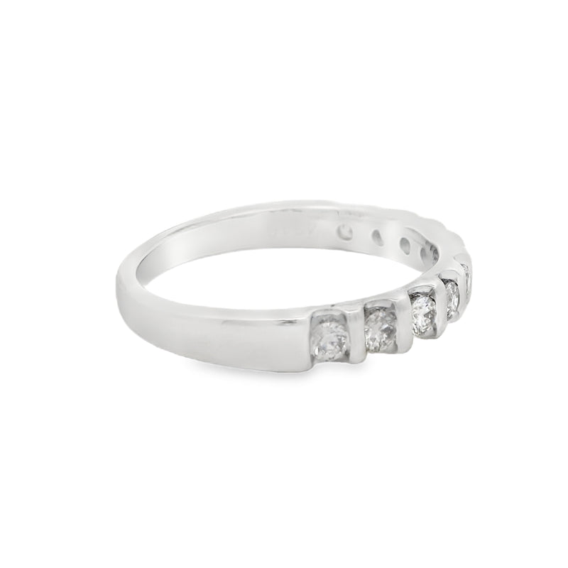 9ct White Gold Diamond 10 Stone Bar Set Eternity Ring 0.50ct