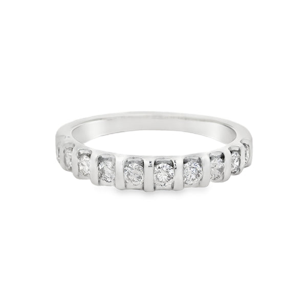 9ct White Gold Diamond 10 Stone Bar Set Eternity Ring 0.50ct