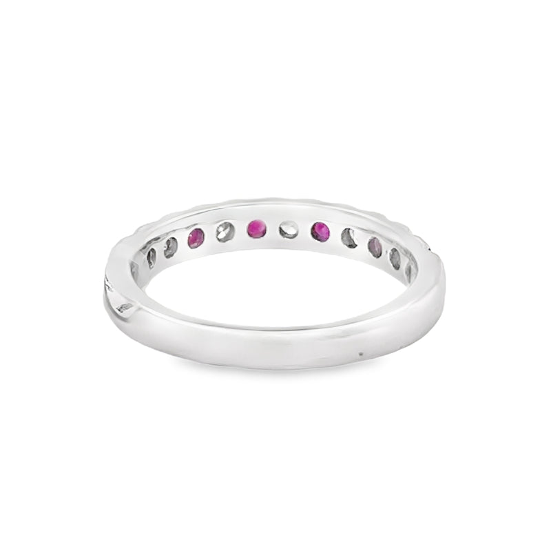 Ruby & Diamond Eternity Ring 9ct White Gold rear