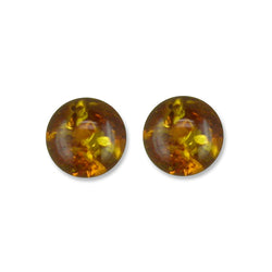 Sterling Silver Amber Bead Stud Earrings