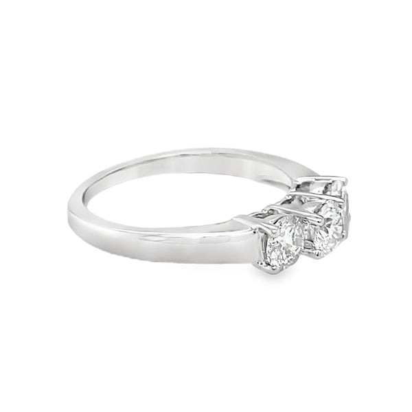 3 Stone Diamond Ring 0.98ct 9ct White Gold