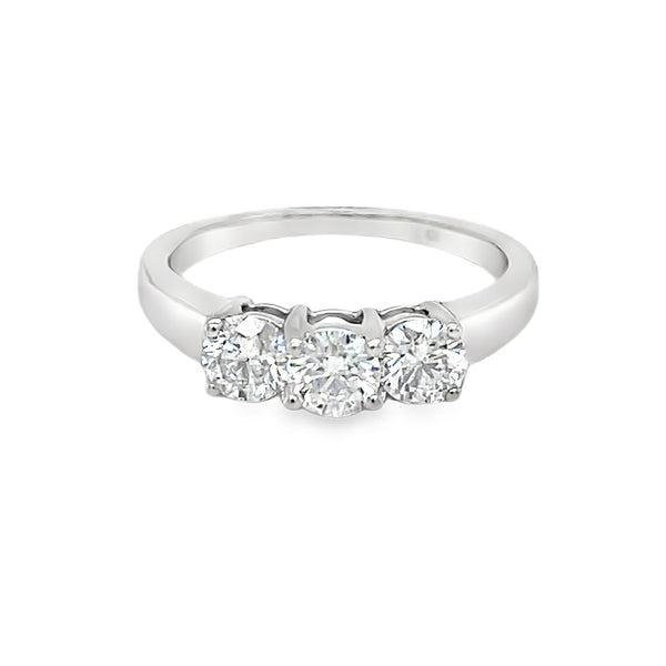 3 Stone Diamond Ring 0.98ct 9ct White Gold