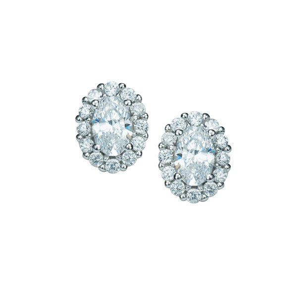 The Real Effect CZ Oval Cluster Earrings RE29554