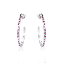 The Real Effect Red & White CZ Hoop Earrings RE42784RB