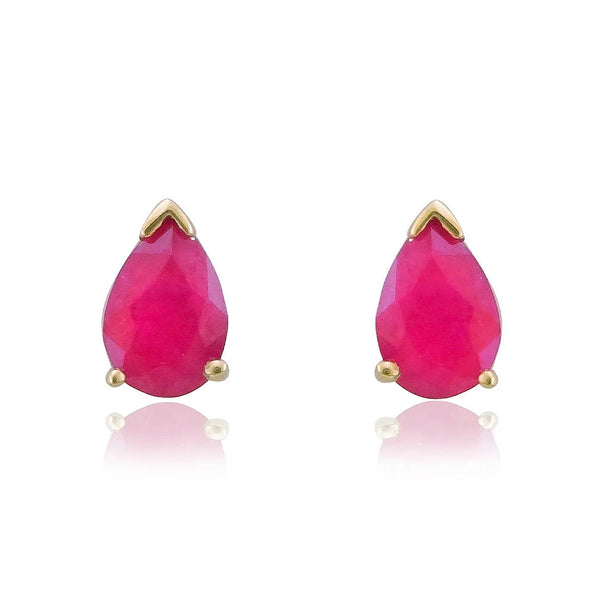 9ct Gold Pear Cut Ruby Stud Earrings