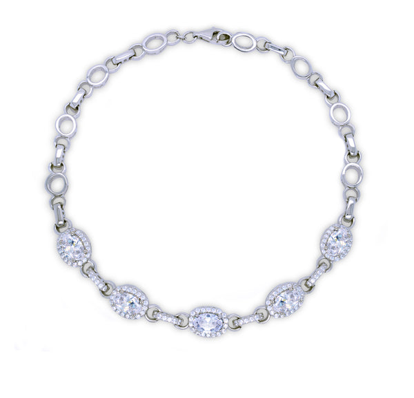 The Real Effect Silver Oval CZ Bracelet RE48874