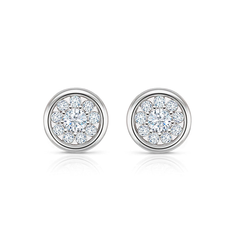 The Real Effect CZ Round Bezel Earrings RE54064