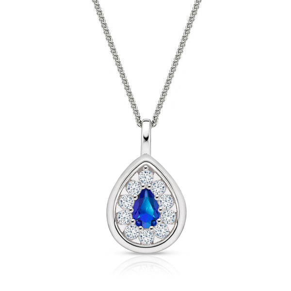 Real Effect Teardrop Blue CZ Necklace RE54074