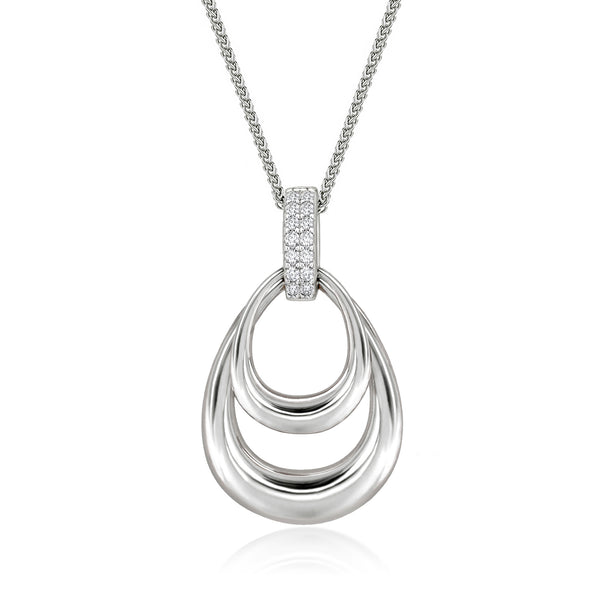 Real Effect Double Teardrop CZ Necklace RE54274