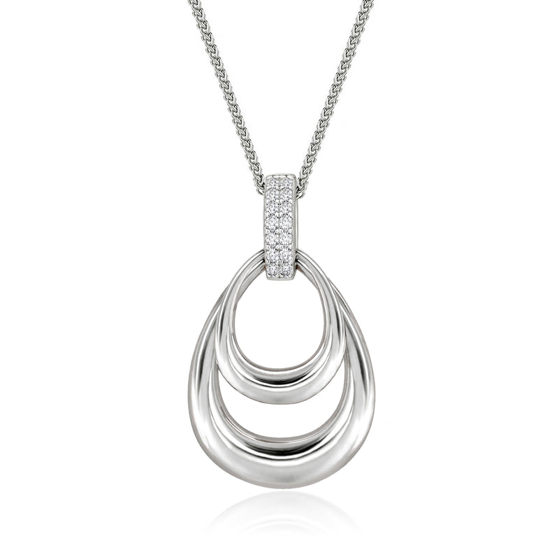 Real Effect Double Teardrop CZ Necklace RE54274