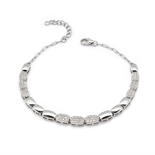 Real Effect CZ Pave & Polished Bracelet RE54434