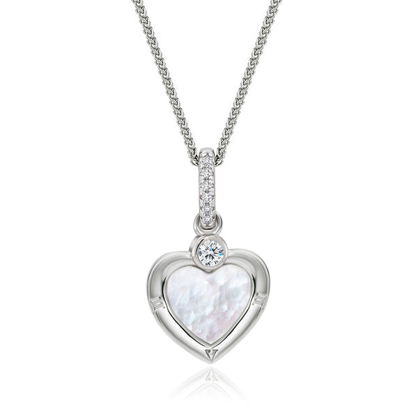 Real Effect MOP CZ Heart Necklace RE54454