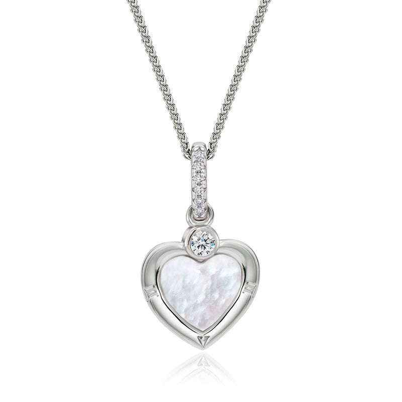 Real Effect MOP CZ Heart Necklace RE54454