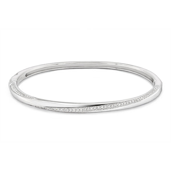 The Real Effect Silver CZ Twist Bangle