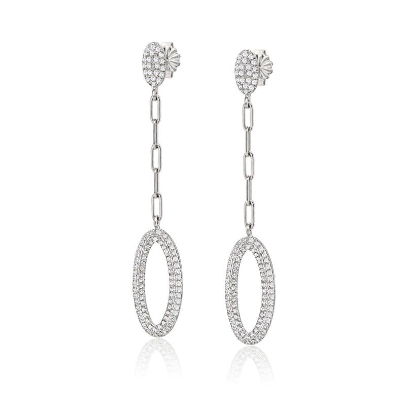 The Real Effect CZ Chain Drop Earrings RE54544