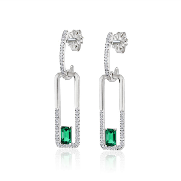 The Real Effect Green CZ Drop Earrings RE54574