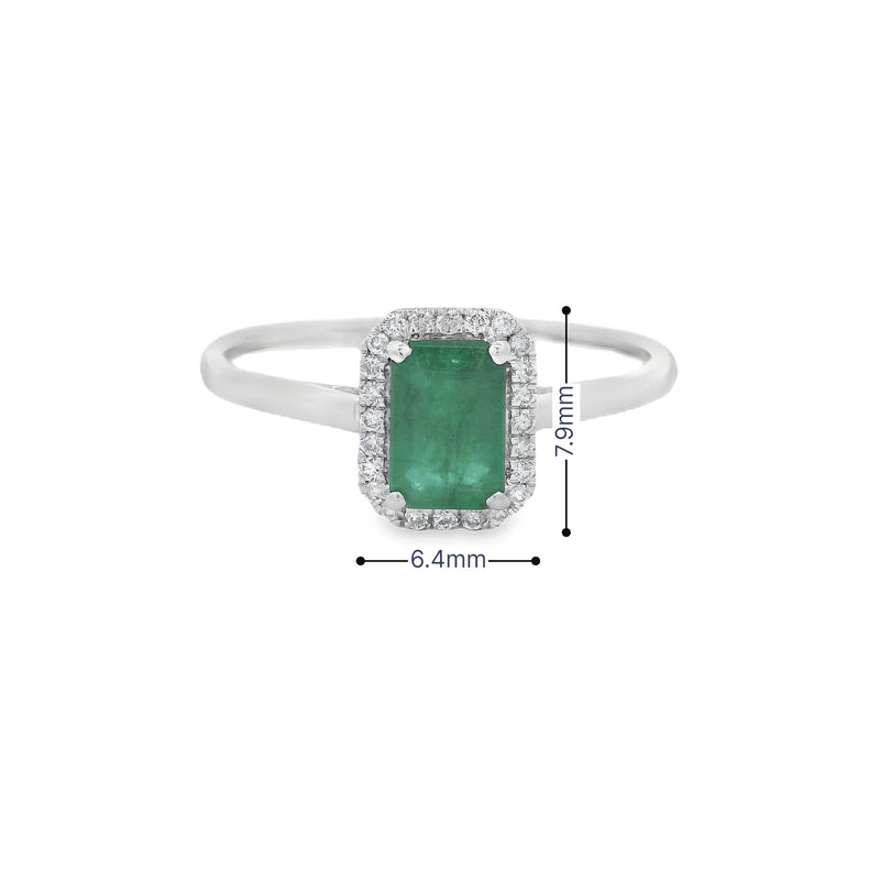 9ct White Gold Emerald & Diamond Ring