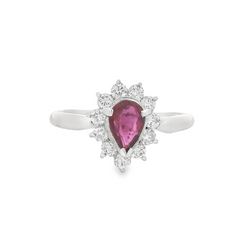 Ruby & Diamond Pear Cluster Ring Platinum