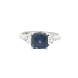 Created Sapphire & Diamond Trilogy Ring 9ct White Gold