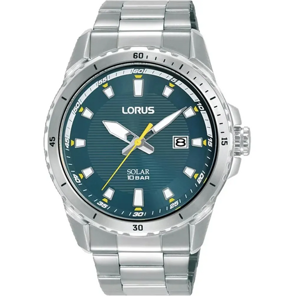 Lorus Men's Solar Silver Tone Bracelet Watch RX369AX9