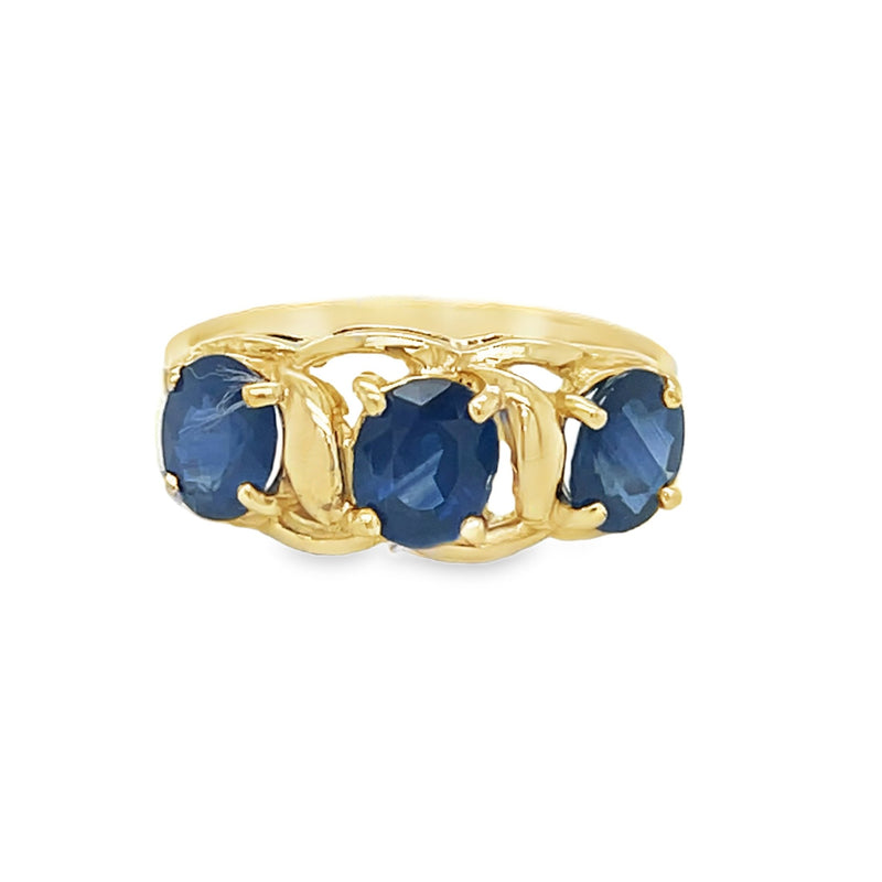 Pre Owned Sapphire Trilogy Ring 9ct Gold