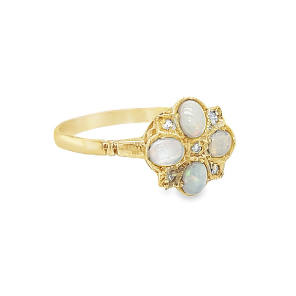 Pre Owned Opal Cluster Ring 9ct Gold SIDE