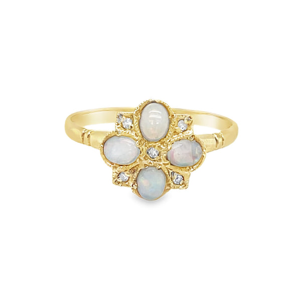 Pre Owned Opal Cluster Ring 9ct Gold