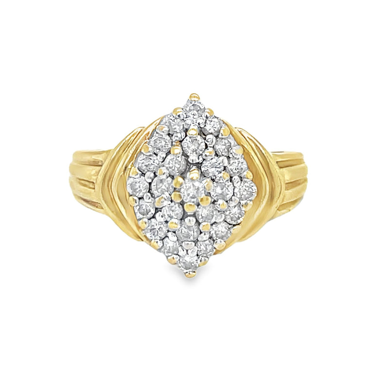 Pre Owned Diamond Cluster Ring 9ct Gold