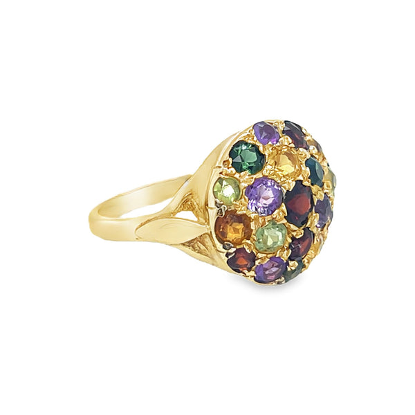 Pre Owned Multi Gem Cluster Ring 9ct Gold