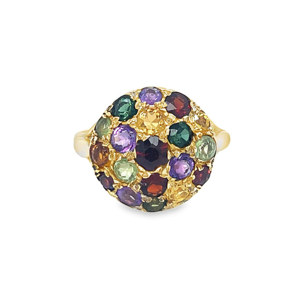 Pre Owned Multi Gem Cluster Ring 9ct Gold