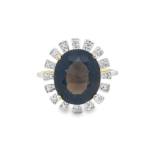 Pre Owned Smokey Quartz Ring 9ct Gold