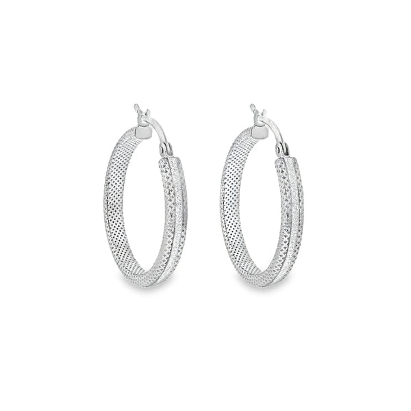 Sterling Silver 25mm Stardust Hoop Earrings