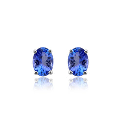 9ct White Gold Oval Tanzanite Stud Earrings