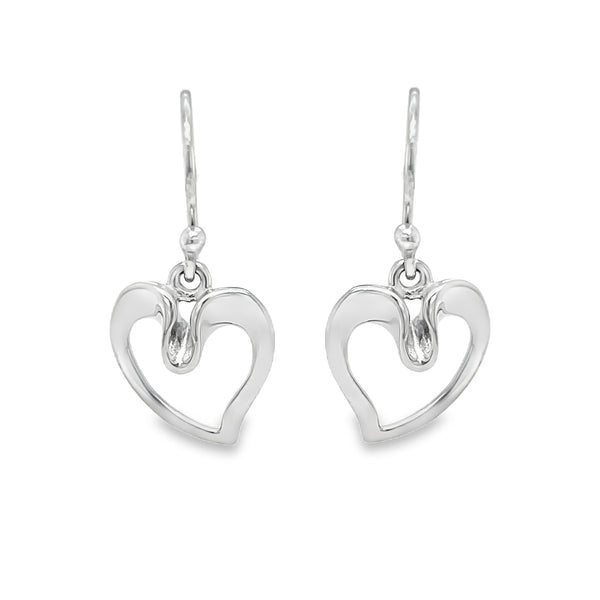 Sterling Silver Heart Hook Drop Earrings