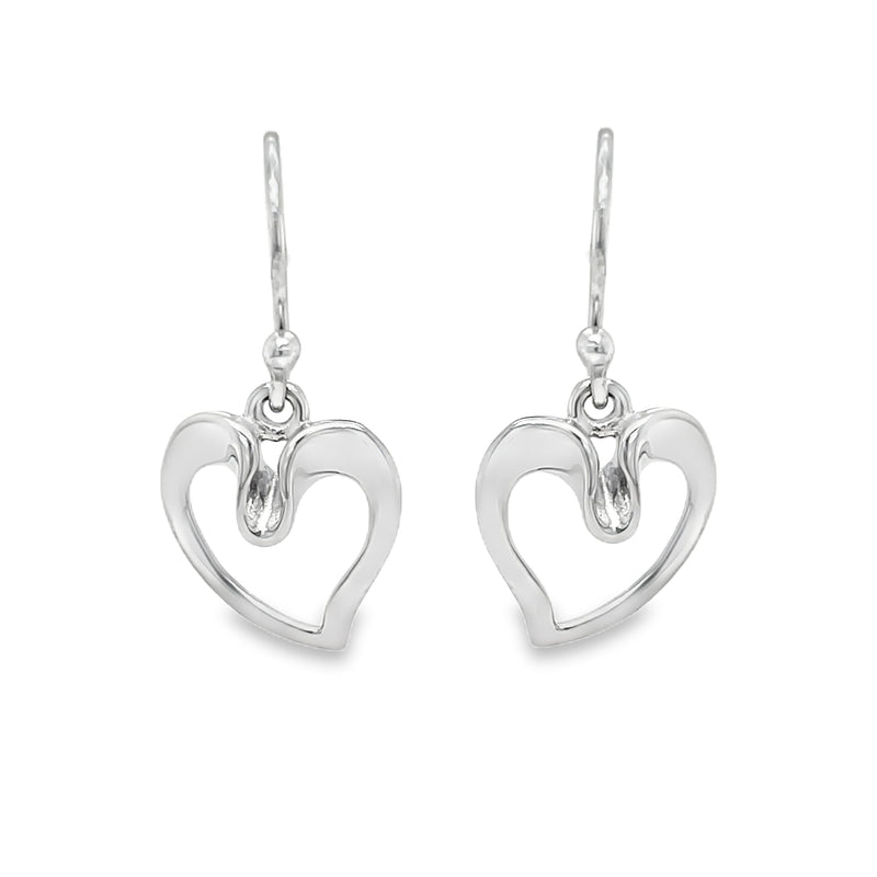 Sterling Silver Heart Hook Drop Earrings