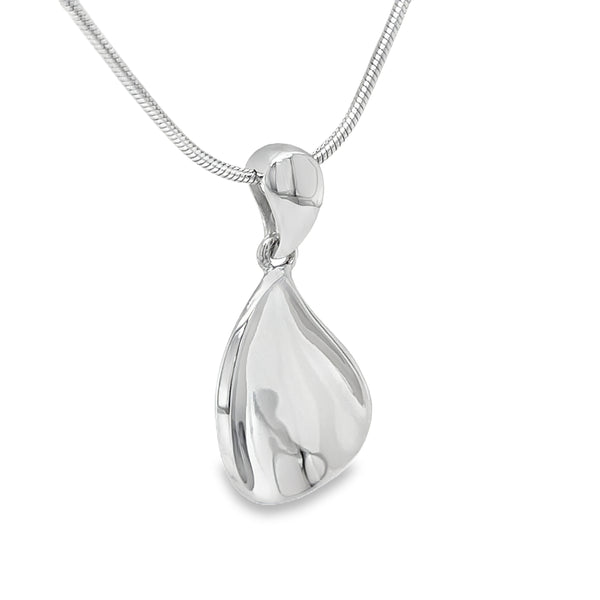 Silver Melted Teardrop Pendant Necklace