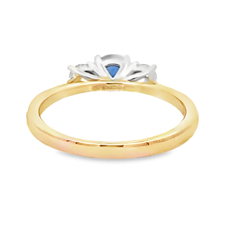 9ct Yellow Gold Sapphire & Diamond Trilogy Ring rear