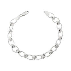 Sterling Silver Oval Rope Link Handmade Bracelet