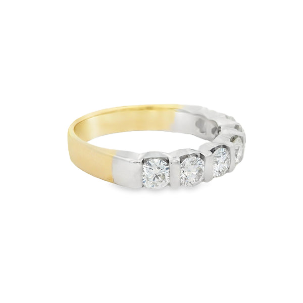 7 Stone Diamond Bar Set Eternity Ring 18ct Gold