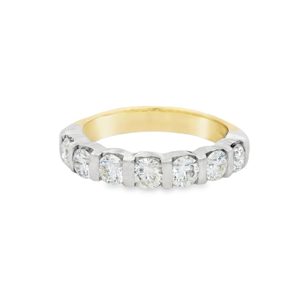 7 Stone Diamond Bar Set Eternity Ring 18ct Gold