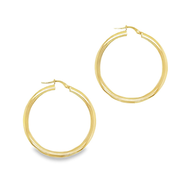 9ct Gold Plain 35mm Hoop Earrings