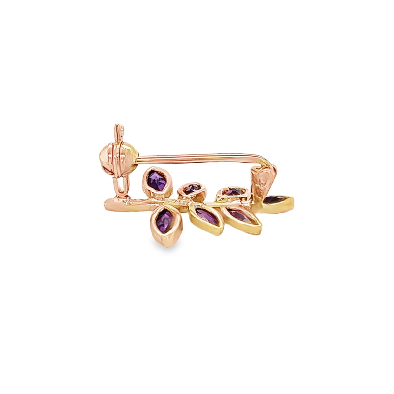 9ct Gold Amethyst Branch Brooch base