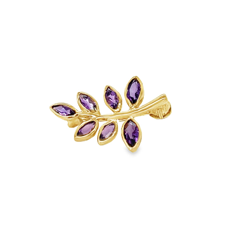 9ct Gold Amethyst Branch Brooch