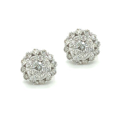 9ct White Gold Diamond Halo Cluster Earrings