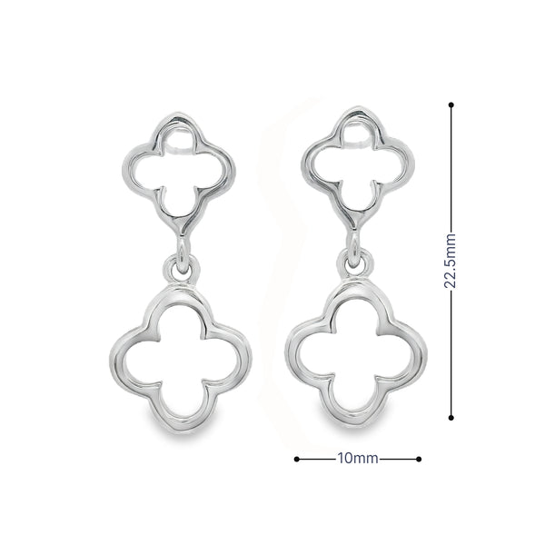 Sterling Silver Open Clover Drop Earrings