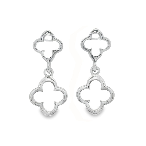 Sterling Silver Open Clover Drop Earrings